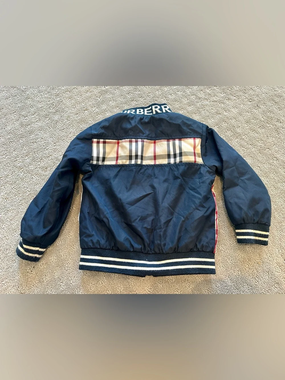Burberry London Kids Nova Check Bomber Jacket Navy Zip Up Boys Girls Size 5-6T